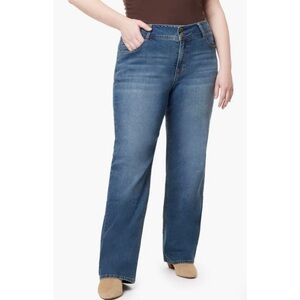 Angels Curvy Mid Rise Bootcut Jeans Double Button Fly Rome Medium Wash, Size 20W